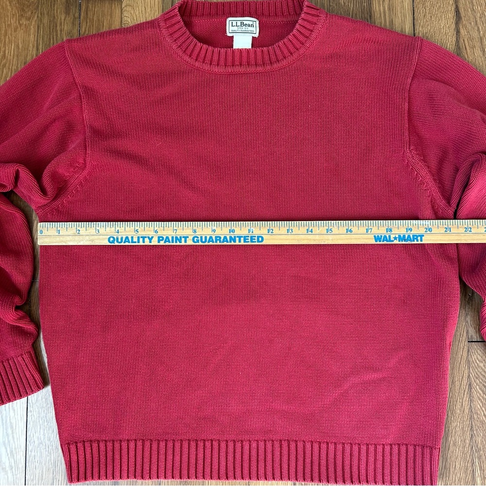 LL Bean 100% Cotton Sweater Mens Regular Medium Classic Knit Red 90s OFW84 VTG - Picture 6 of 7